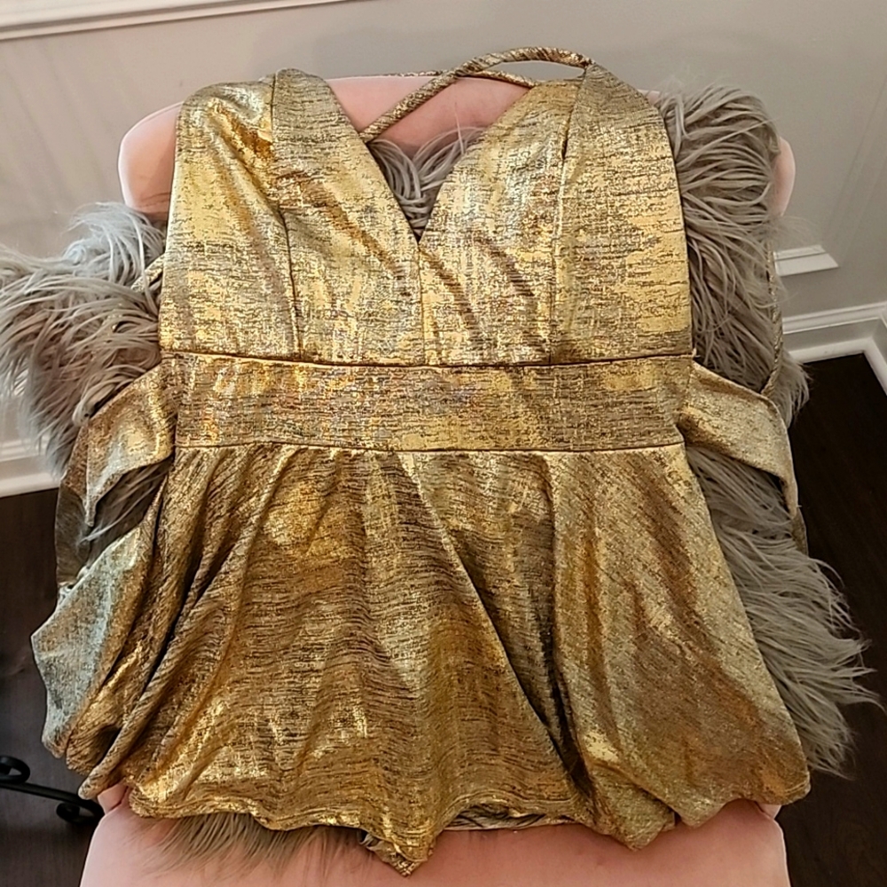 Metallic Gold Romper